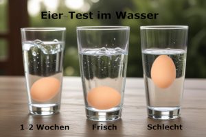 Eier-Test im Wasser